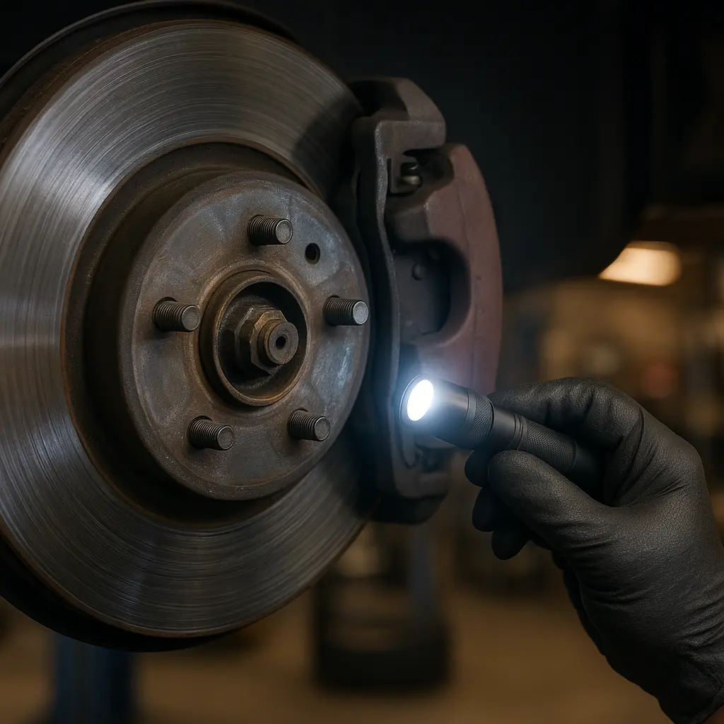 Bremsenprüfung an Bremsscheibe